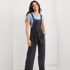 Aerie Skater Pant Overalls Raw Hem in Smoked Grey Size Small